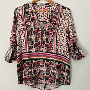 Vilagallo Colorful Art To Wear Tunic Top 42‎ Geometric Colorful 3/4 Sleeve Artsy